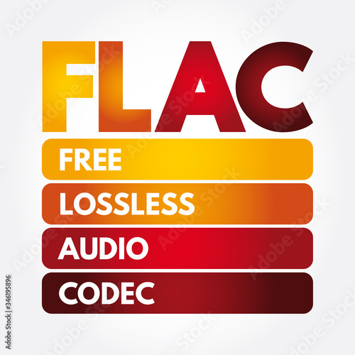 FLAC - Free Lossless Audio Codec acronym, technology concept background