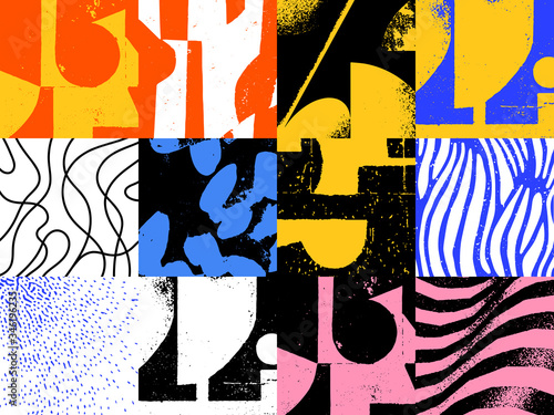 Grunge Revival Pattern Artwork Design Composition