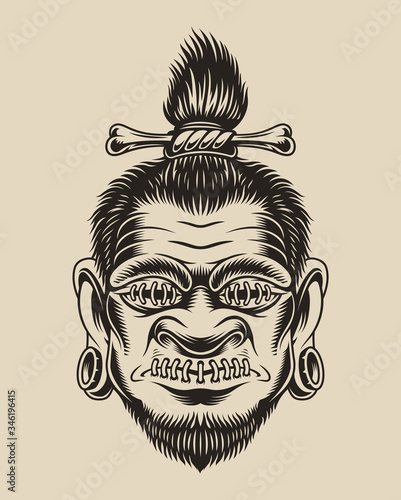 Vector illustration of a voodoo head