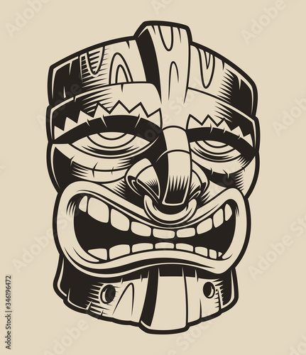 Vector illustration of polyanesian tiki mask