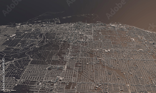 Canvas Print Toronto, Canada city map 3D Rendering. Aerial satellite view.