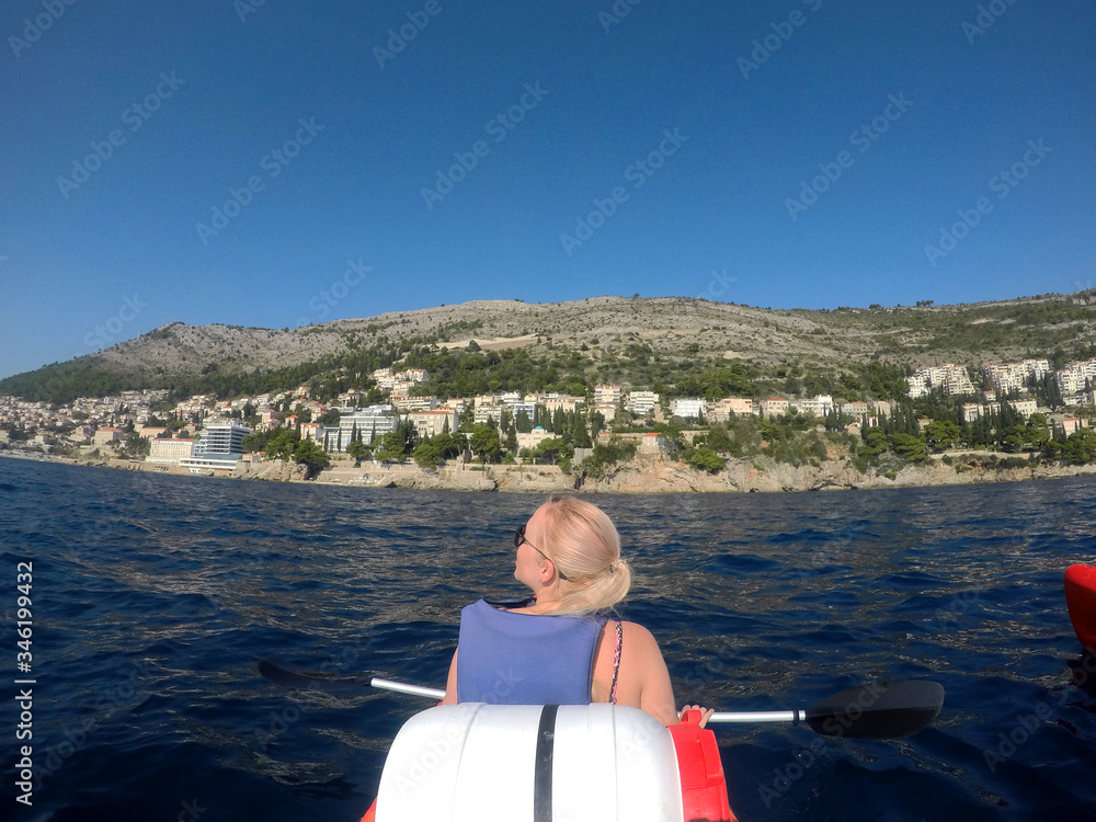 Fototapeta premium Kayaking in Dubrovnik Croatia