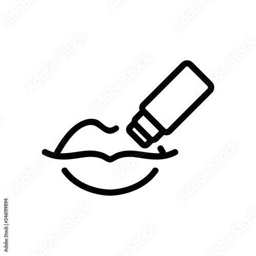applying moisturizing balm to female lips icon vector. applying moisturizing balm to female lips sign. isolated contour symbol illustration