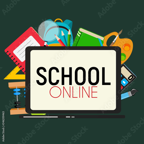 School Online Concept Background Vector Illustration