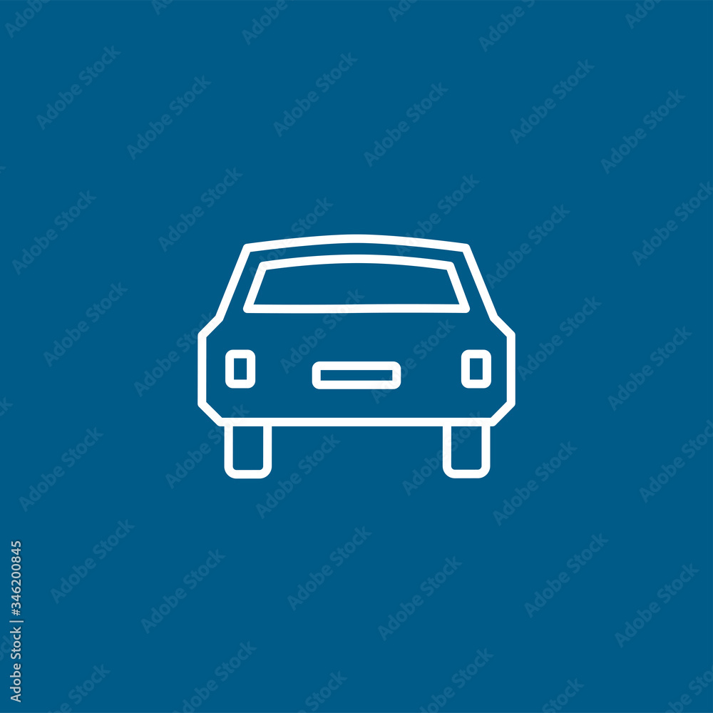 Car Line Icon On Blue Background. Blue Flat Style Vector Illustration