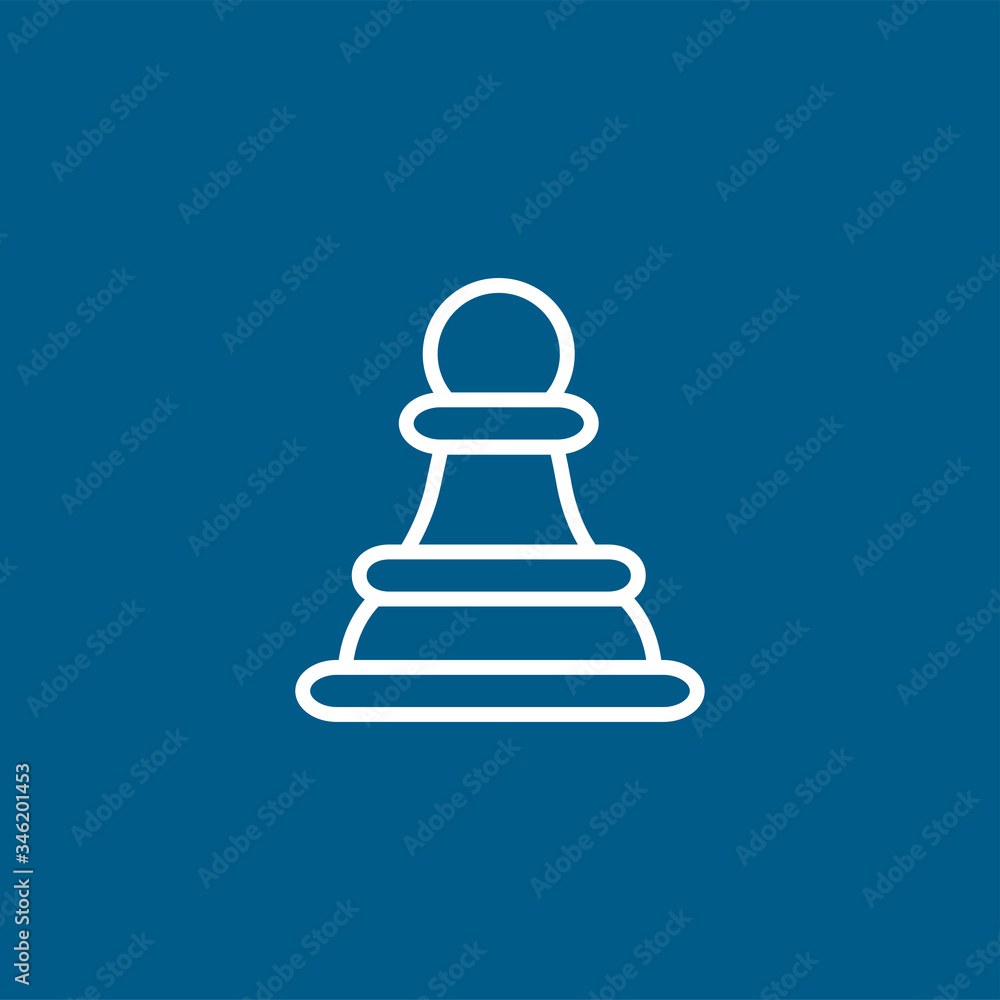 Chess Pawn Line Icon On Blue Background. Blue Flat Style Vector Illustration Chess Pawn Line Icon On Blue Background. Blue Flat Style Vector Illustration