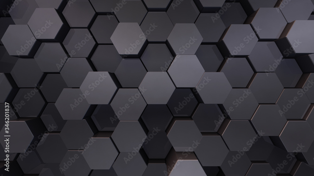 Fototapeta Geometryczny kształt sześciokąta Blok ściana Bump 3D