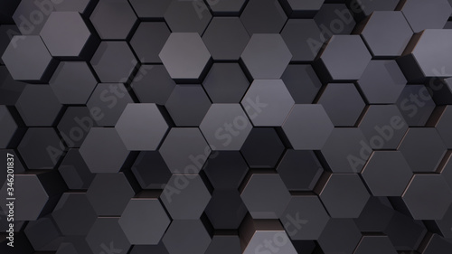 Fototapeta Geometryczny kształt sześciokąta Blok ściana Bump 3D