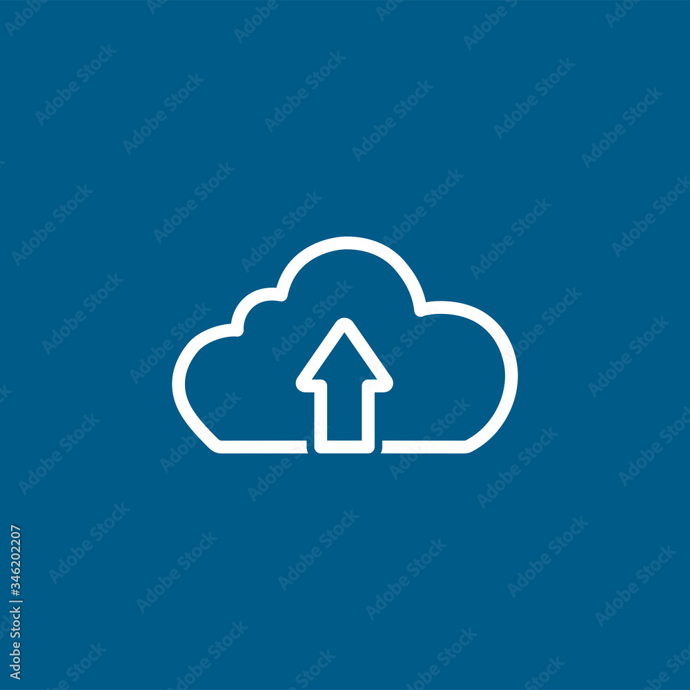 Cloud Upload Line Icon On Blue Background. Blue Flat Style Vector Illustration Cloud Upload Line Icon On Blue Background. Blue Flat Style Vector Illustration