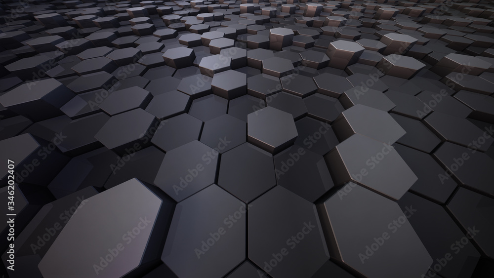 Geometric Hexagon pattern shape Block Wall Bump 3D illustration abstract background.
Geometric Hexagon pattern shape Block Wall Bump 3D illustration abstract background.