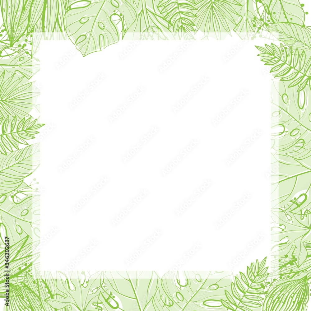 Tropical leaves set.