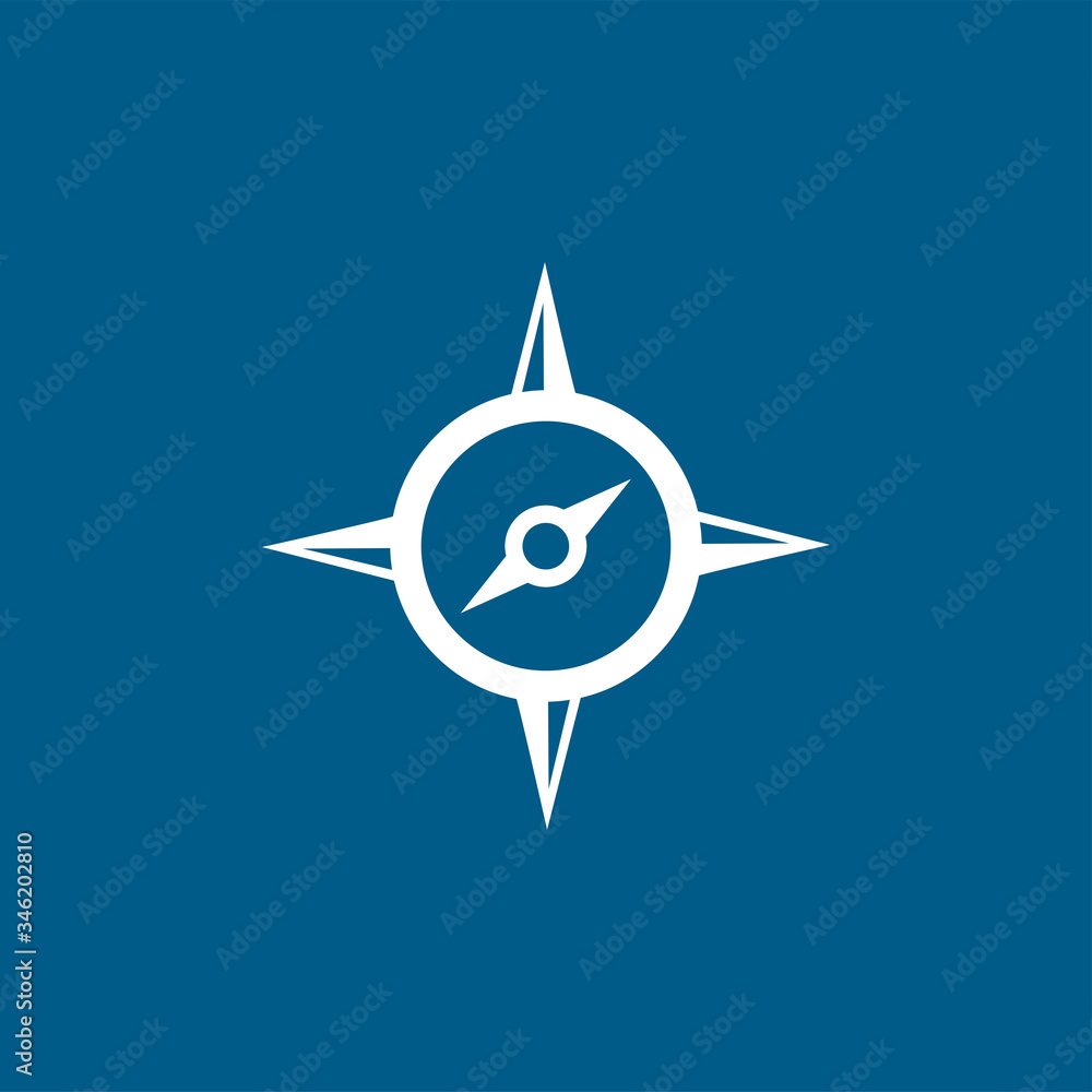 Compass Icon On Blue Background. Blue Flat Style Vector Illustration Compass Icon On Blue Background. Blue Flat Style Vector Illustration