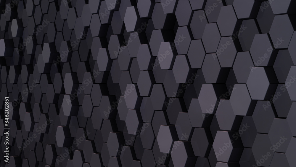 Geometric Hexagon pattern shape Block Wall Bump 3D illustration abstract background.
Geometric Hexagon pattern shape Block Wall Bump 3D illustration abstract background.