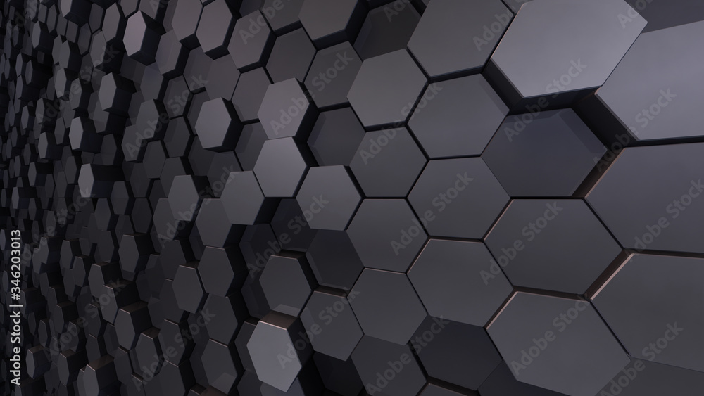 Geometric Hexagon pattern shape Block Wall Bump 3D illustration abstract background.
Geometric Hexagon pattern shape Block Wall Bump 3D illustration abstract background.