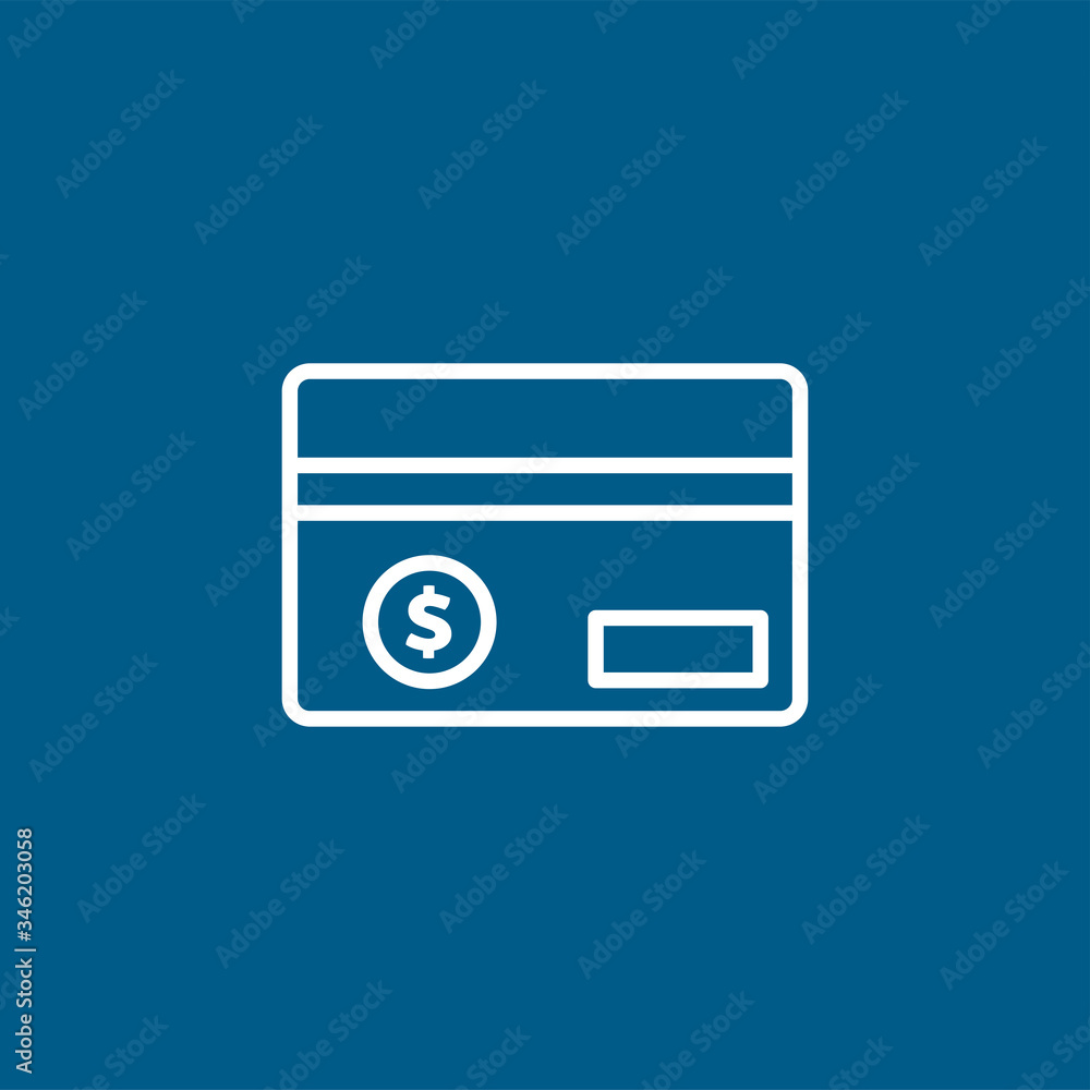 Credit Card Line Icon On Blue Background. Blue Flat Style Vector Illustration Credit Card Line Icon On Blue Background. Blue Flat Style Vector Illustration