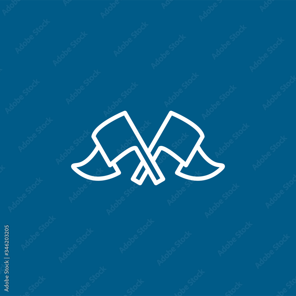 Crossed Flags Line Icon On Blue Background. Blue Flat Style Vector Illustration