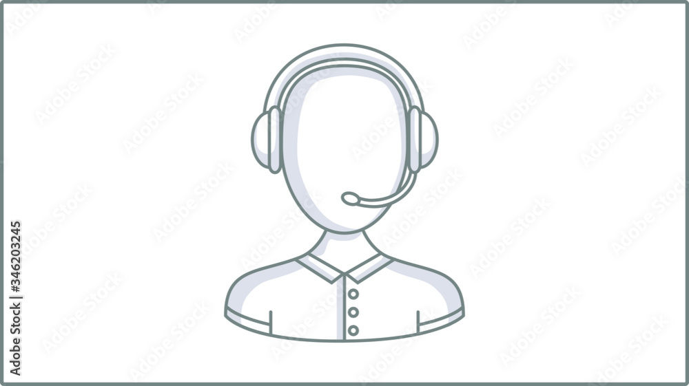 Fototapeta premium Vector Linear Manager icon. Operator Illustration. Call Center Drawing. 