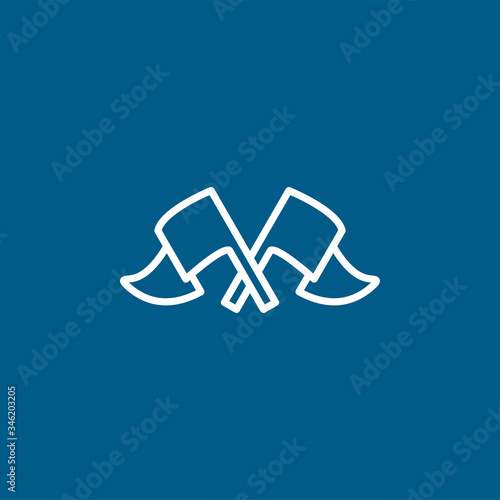 Crossed Flags Line Icon On Blue Background. Blue Flat Style Vector Illustration