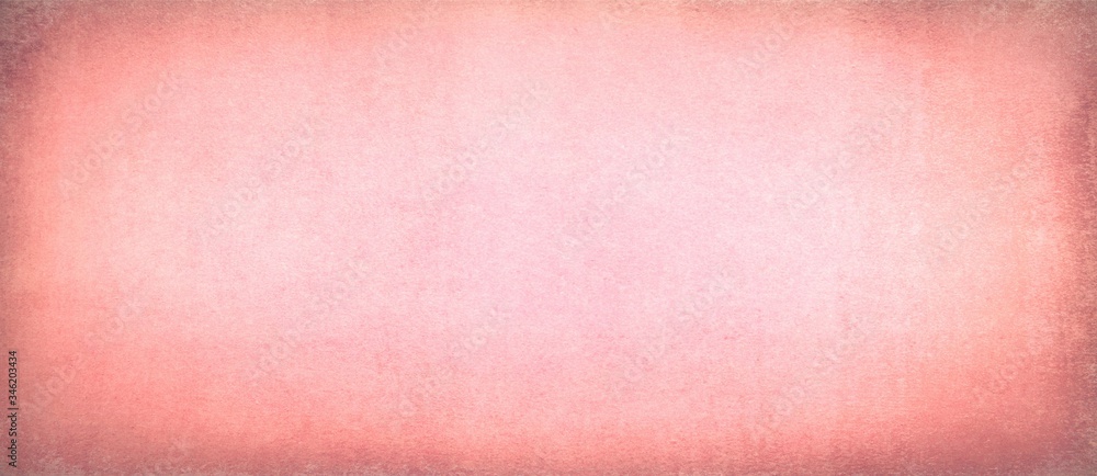 Fototapeta premium Old pink pastel bakcground in antique paper texture with vintage grunge borders and soft light center