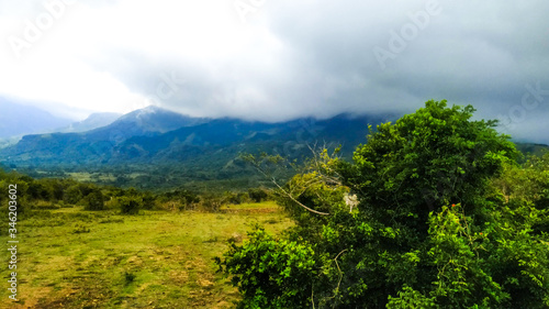 Mountain Range with beautiful landscape and misty sky