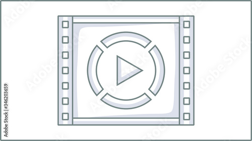 Vector Linear Video icon. Play Illustration. Cinematography Drawing.