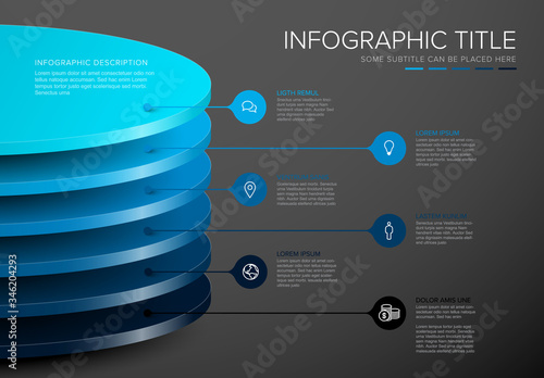 Vector Infographic round layers desks template