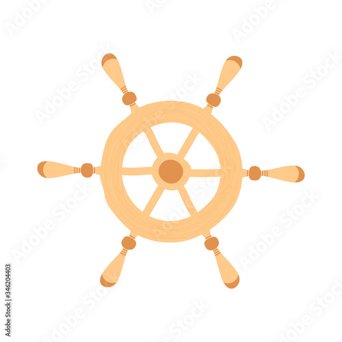 Wooden helm icon isolated on a white background in a flat style. Vector illustration