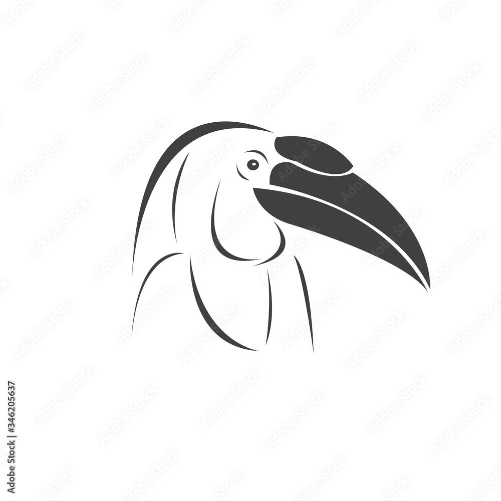 Vector of hornbill Black design. Wild Animal. Bird. Easy editable layered vector illustration. on white background Vector of hornbill Black design. Wild Animal. Bird. Easy editable layered vector illustration. on white background