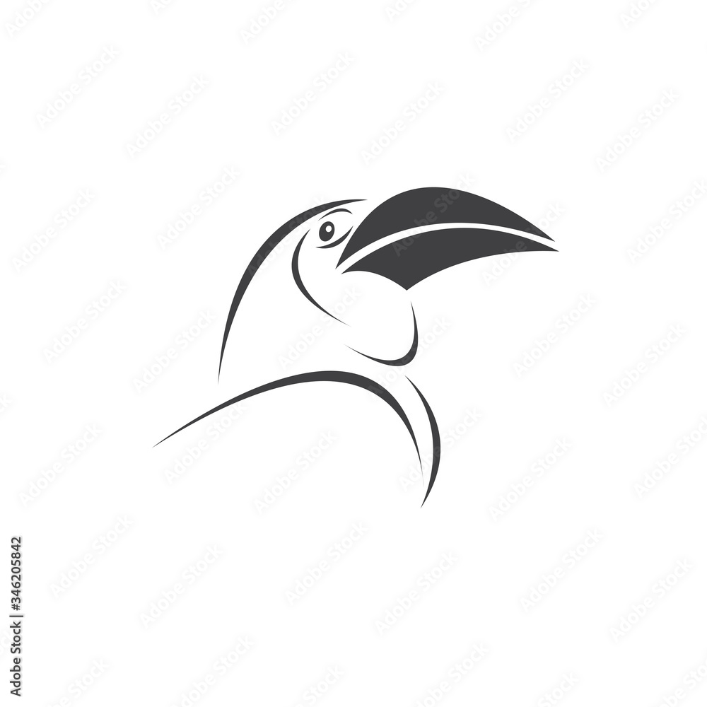 Vector of hornbill Black design. Wild Animal. Bird. Easy editable layered vector illustration. on white background Vector of hornbill Black design. Wild Animal. Bird. Easy editable layered vector illustration. on white background
