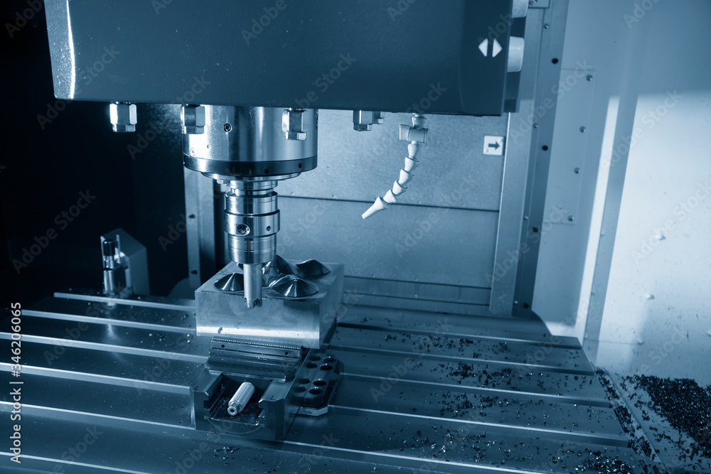 The CNC milling machine rough cutting the injection mold parts by indexable endmill tools. The mold and die manufacturing process by machining center with the solid endmill tools. The CNC milling machine rough cutting the injection mold parts by indexable endmill tools. The mold and die manufacturing process by machining center with the solid endmill tools.