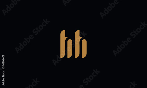 Letter HH with cuts abstract alphabet, font, text, typography, initials design in golden color with black background icon for the logo