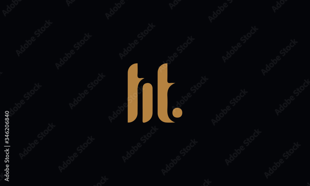 Letter HT with cuts abstract alphabet, font, text, typography, initials design in golden color with black background icon for the logo Letter HT with cuts abstract alphabet, font, text, typography, initials design in golden color with black background icon for the logo