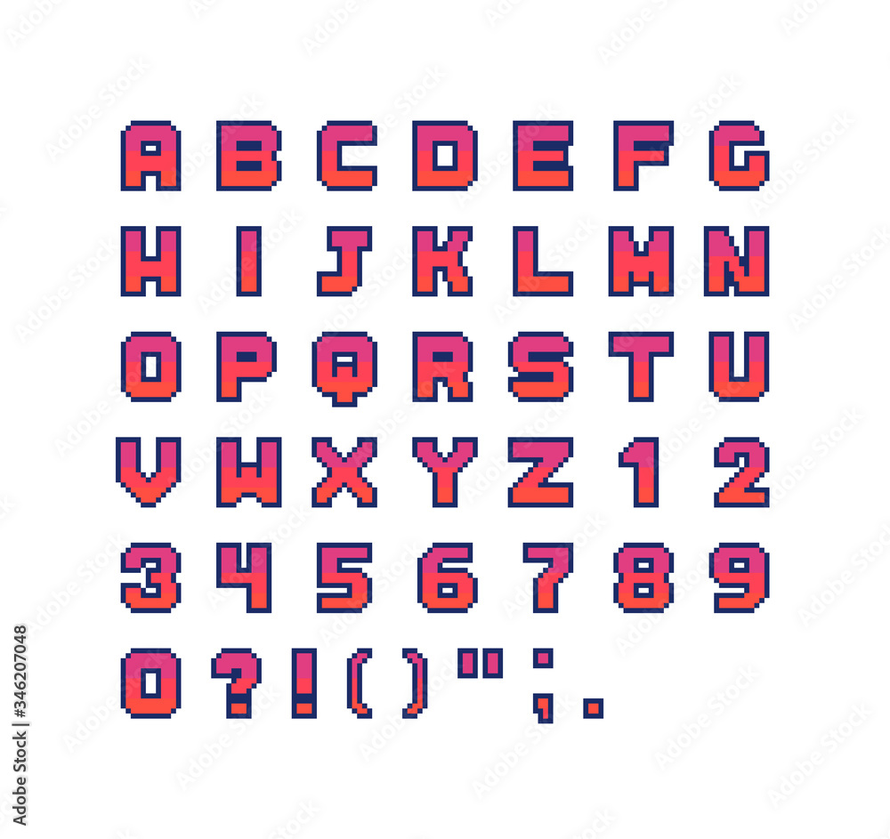 Pixel art font. Alphabet in retro style. Stock Vector | Adobe Stock