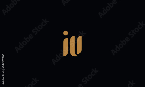 Letter IV with cuts abstract alphabet, font, text, typography, initials design in gold color with black background icon for the logo