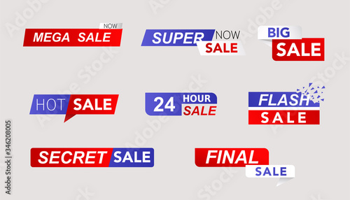 Sale banners and promo stickers. One day sales and 24 hour sale, last minute offer banner.