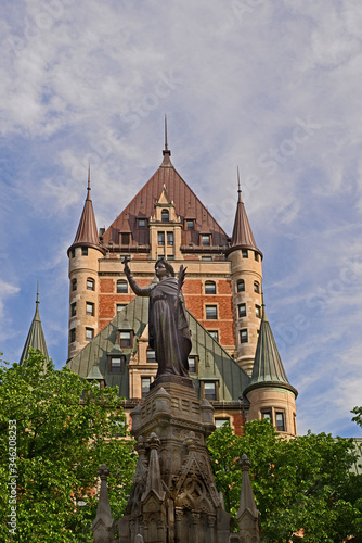 Statues and architecture echoing Europe are to be seen in downtown Quebec. photo