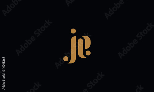 Letter JE with cuts abstract alphabet, font, text, typography, initials design in gold color with black background icon for the logo © Prestige Studio