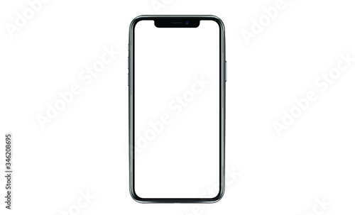 Smartphone with a blank screen lying on a flat surface. High Resolution Vector illustration of responsive web design ,app, template site,The shape of a modern mobile phone Designed New black frameless