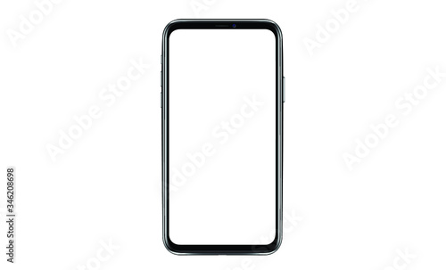 Smartphone with a blank screen lying on a flat surface. High Resolution Vector illustration of responsive web design ,app, template site,The shape of a modern mobile phone Designed New black frameless
