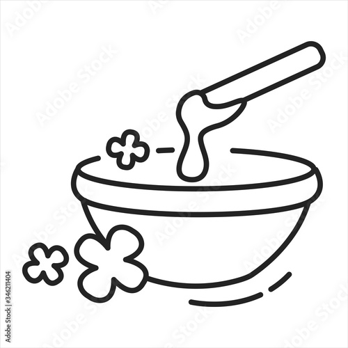 Hard cold waxing black line icon. Melted and applied on the skin where the hair needs to be removed. Pictogram for web page, mobile app, promo. UI UX GUI design element. Editable stroke.