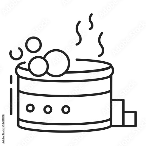 Jacuzzi black line icon. A hot tub or whirlpool bath with underwater jets that massage the body. Pictogram for web page, mobile app, promo. UI UX GUI design element. Editable stroke.