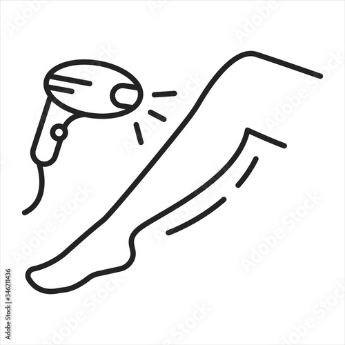 Laser hair removal black line icon. Device for hair removal by means of exposure to pulses of laser light that destroy the hair follicle. Pictogram for web page, mobile app, promo. Editable stroke