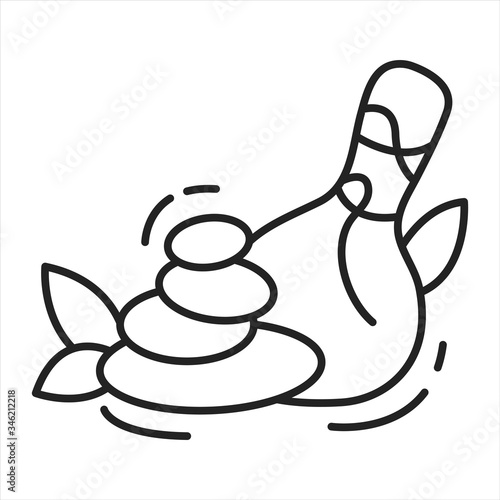 Thai massage black line icon. Includes deep-pressure point work to stimulate the sen, or the body's energy pathways. Pictogram for web page, mobile app, promo. UI UX GUI design element.