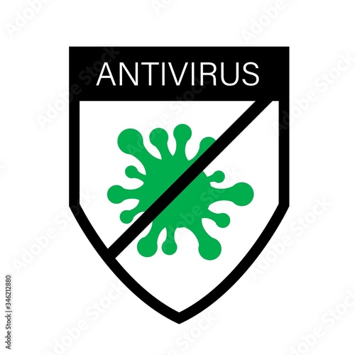virus protection shield icon , microbe shape antivirus defend defeat disease and bacteria quarantine pandemic health for humans, med vaccine drugs crossed sign to stop sickness antibacterial sanitizer