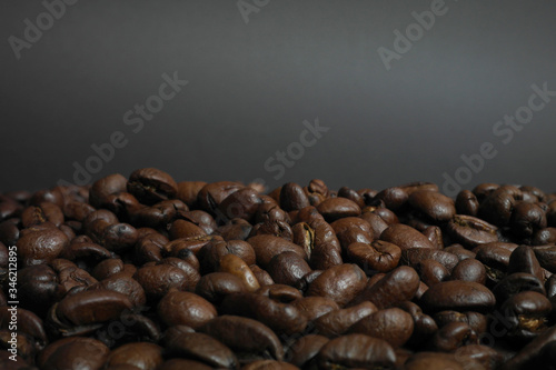 aromatic coffee beans close up
