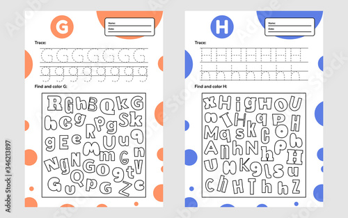 Set race letter worksheet a4 for kids preschool and school age. Game for children. Find and color.