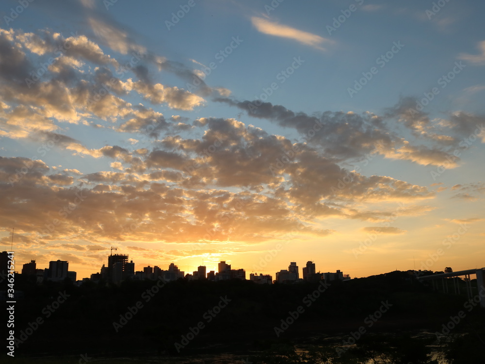 sunset over the city