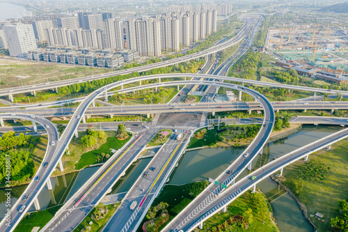 overpass with highway in city