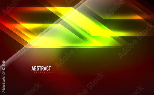 Dynamic neon shiny abstract background. Trendy abstract layout template for business or technology presentation, internet poster or web brochure cover, wallpaper