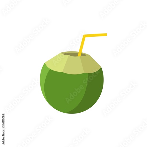 Illustration of Green Coconut, fresh and natural with a green color